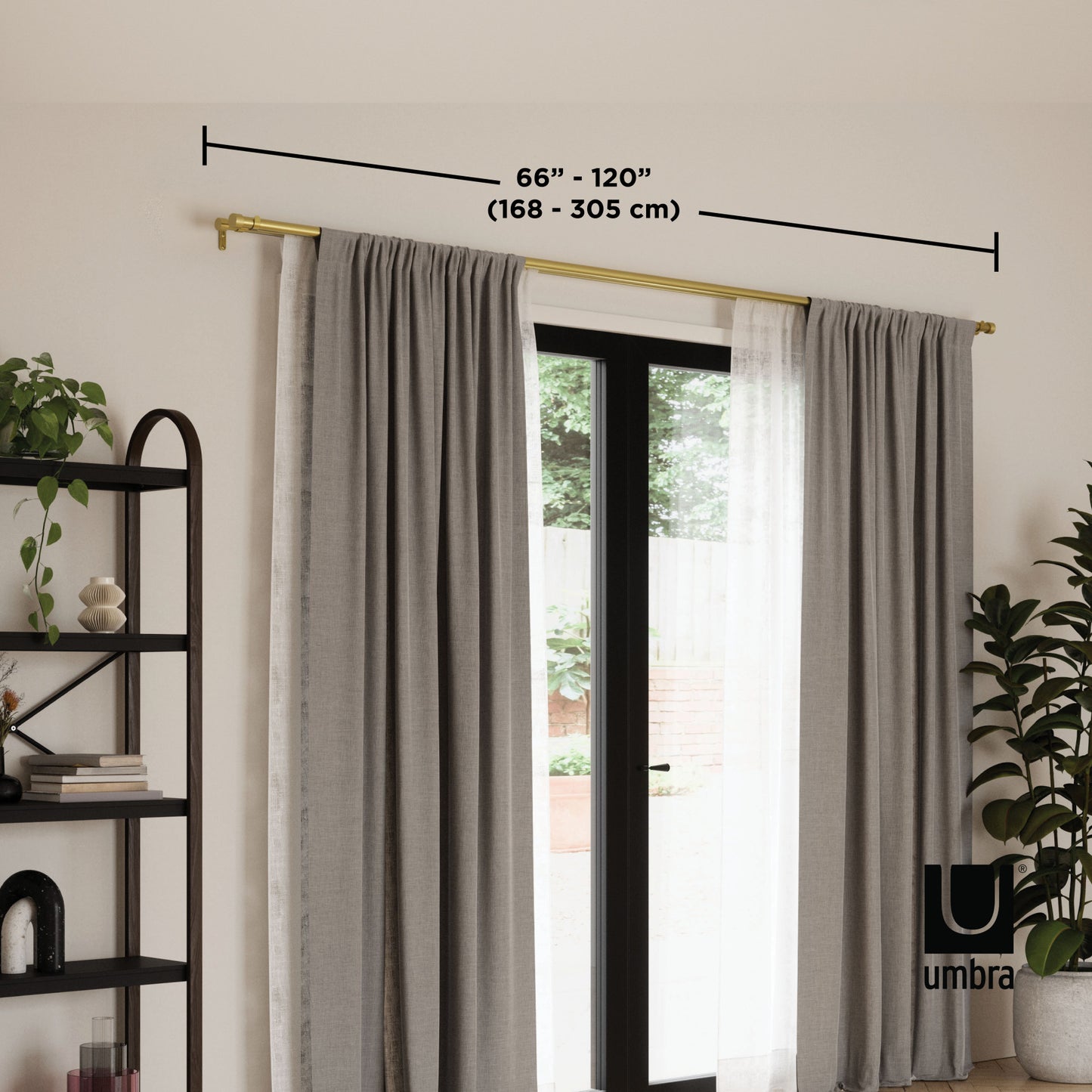 カッパ ダブルカーテンロッド 167.6-304.8cm
