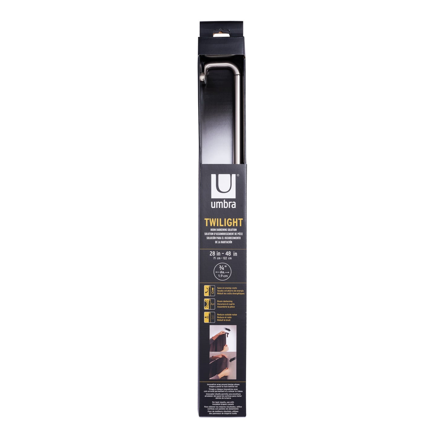 トワイライト カーテンロッド 71.2-121.9cm ニッケル